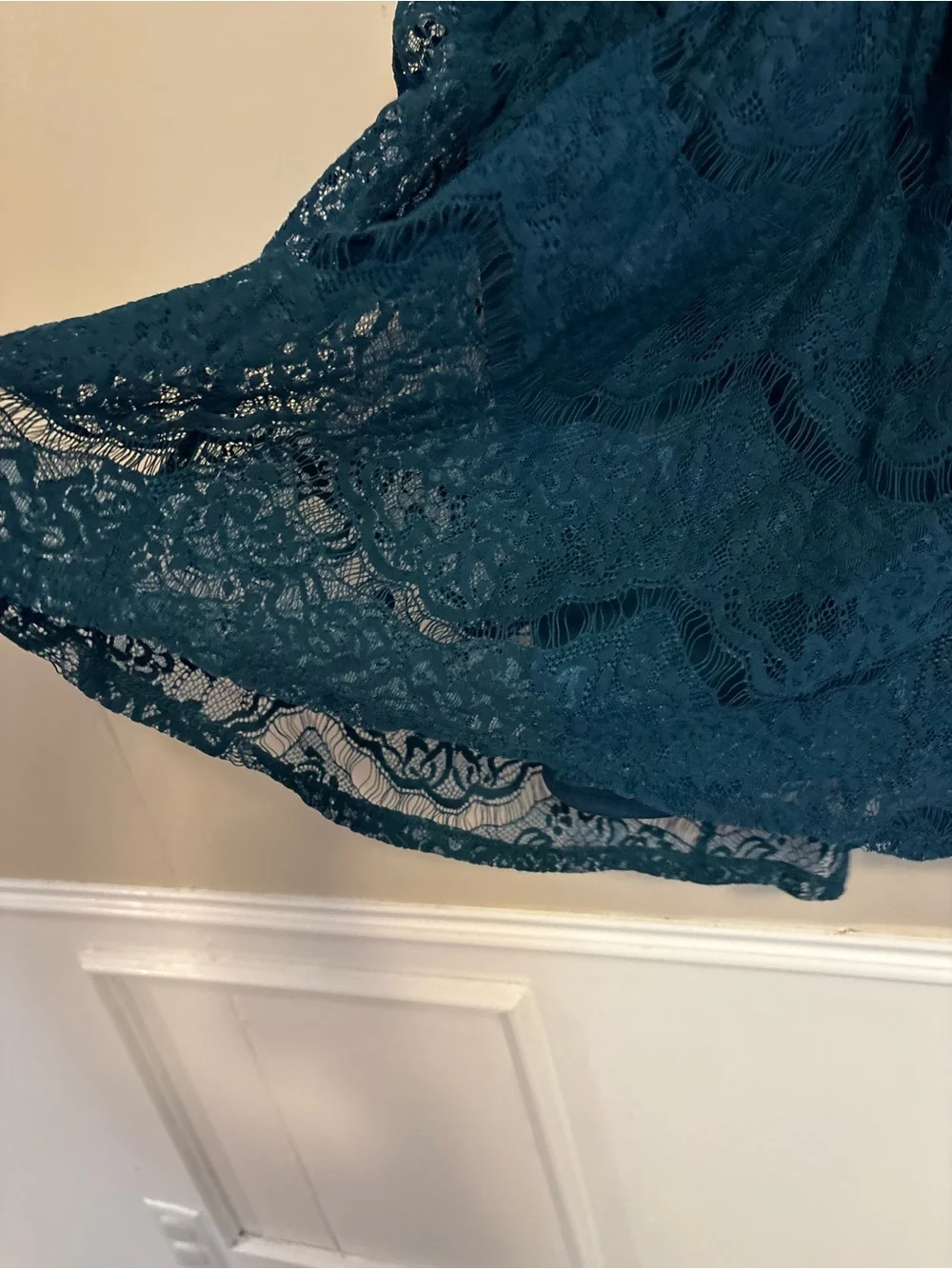 Girls' Sleeveless Lace Dress in Dark Teal/green